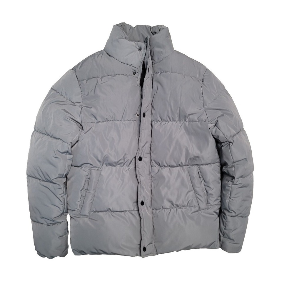 ASOS Men's Puffer Jacket  XS Gray Mock Neck Zip Up